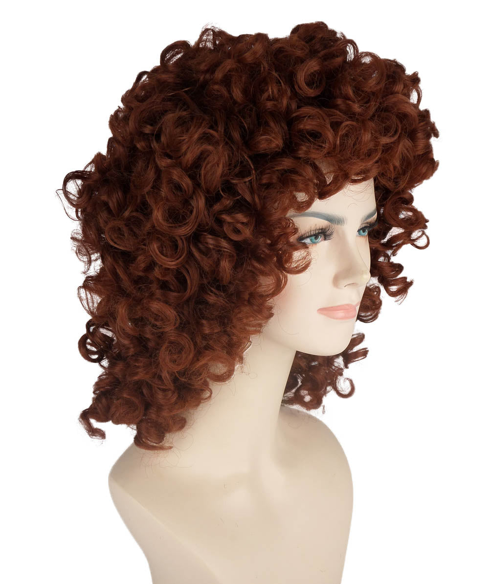 HPO Women's Medium Curly Olympian Lady Wig Collection | Fancy Halloween Wigs | Premium Breathable Capless Cap