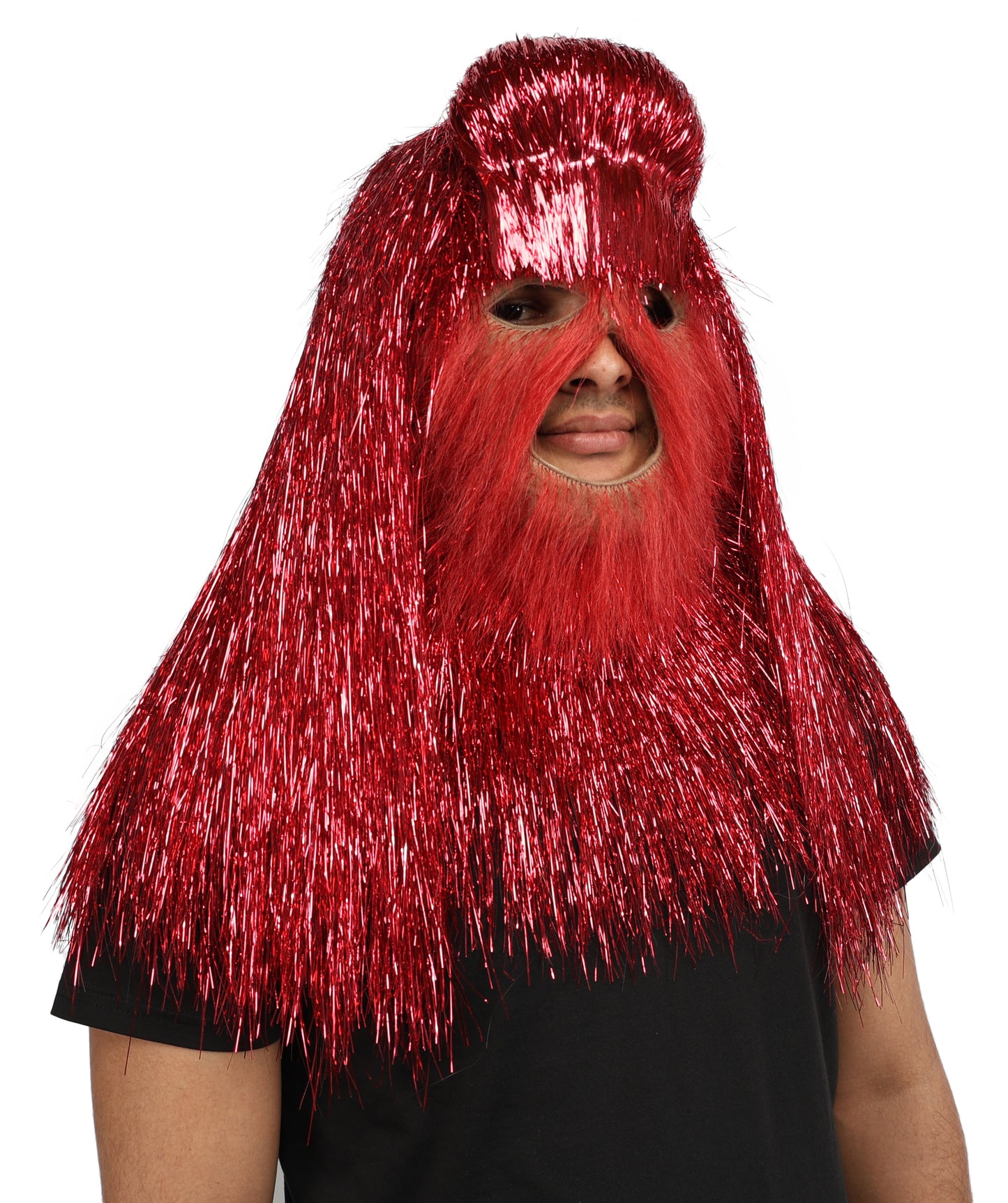 HPO Unisex Teen Extreme Tinsel Hairy Person Costume Bundle & Mask Set - Full-Body Tinsel Hair Suit Extra-Long Costume Wig for Halloween, Cosplay & Parties - Multiple Color Options