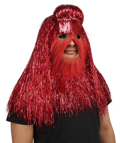 HPO Unisex Teen Extreme Tinsel Hairy Person Costume Bundle & Mask Set - Full-Body Tinsel Hair Suit Extra-Long Costume Wig for Halloween, Cosplay & Parties - Multiple Color Options