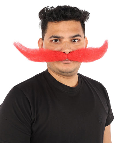HPO Adult Men's Giant Mustache | Multiple Color Options | Self-Adhesive Fake Mustache | Realistic Costume Facial Hair Accessory for Halloween, Parties & Roleplay