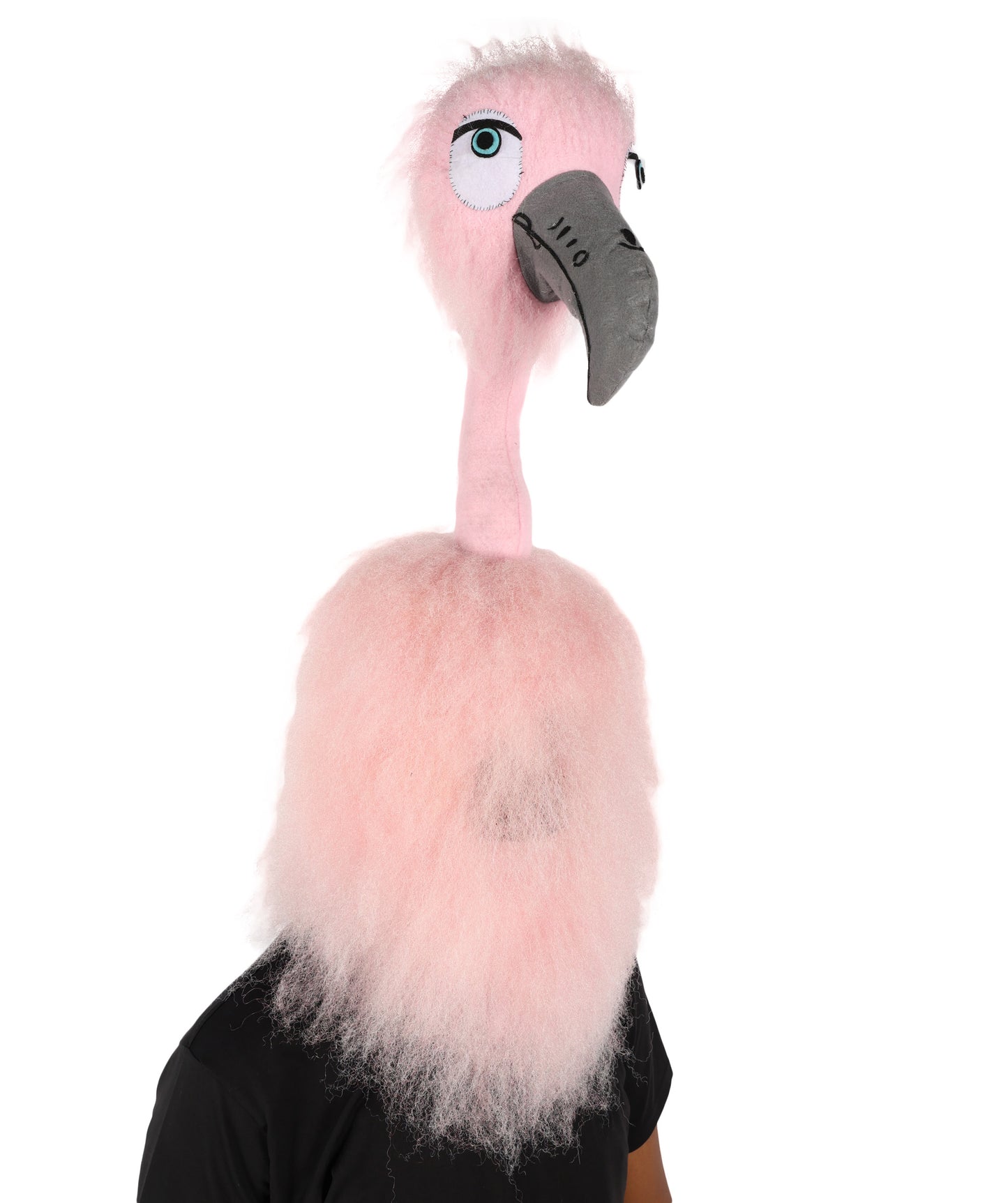 HPO Uuisex Full-Body Plush Pink Flamingo Bird Costume Set with Oversized Mask & Full Suit| Perfect for Halloween| Flame-retardant Synthetic Fabric