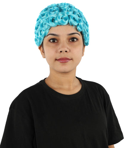 HPO Women's Blue Spiky Cosplay Wig | Anime-Inspired Synthetic Hairpiece | Synthetic Fibers with Adjustable Breathable Cap for Halloween, Stage & Parties