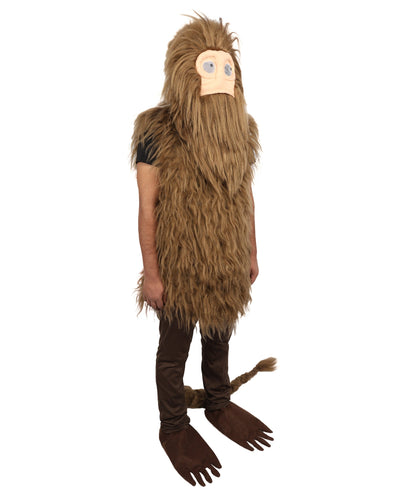 Adult Brown Furry Monster Costume Bundle & Mask Set with Tail | Bodysuit with Head Mask for Men | for Halloween, Cosplay & Themed Parties