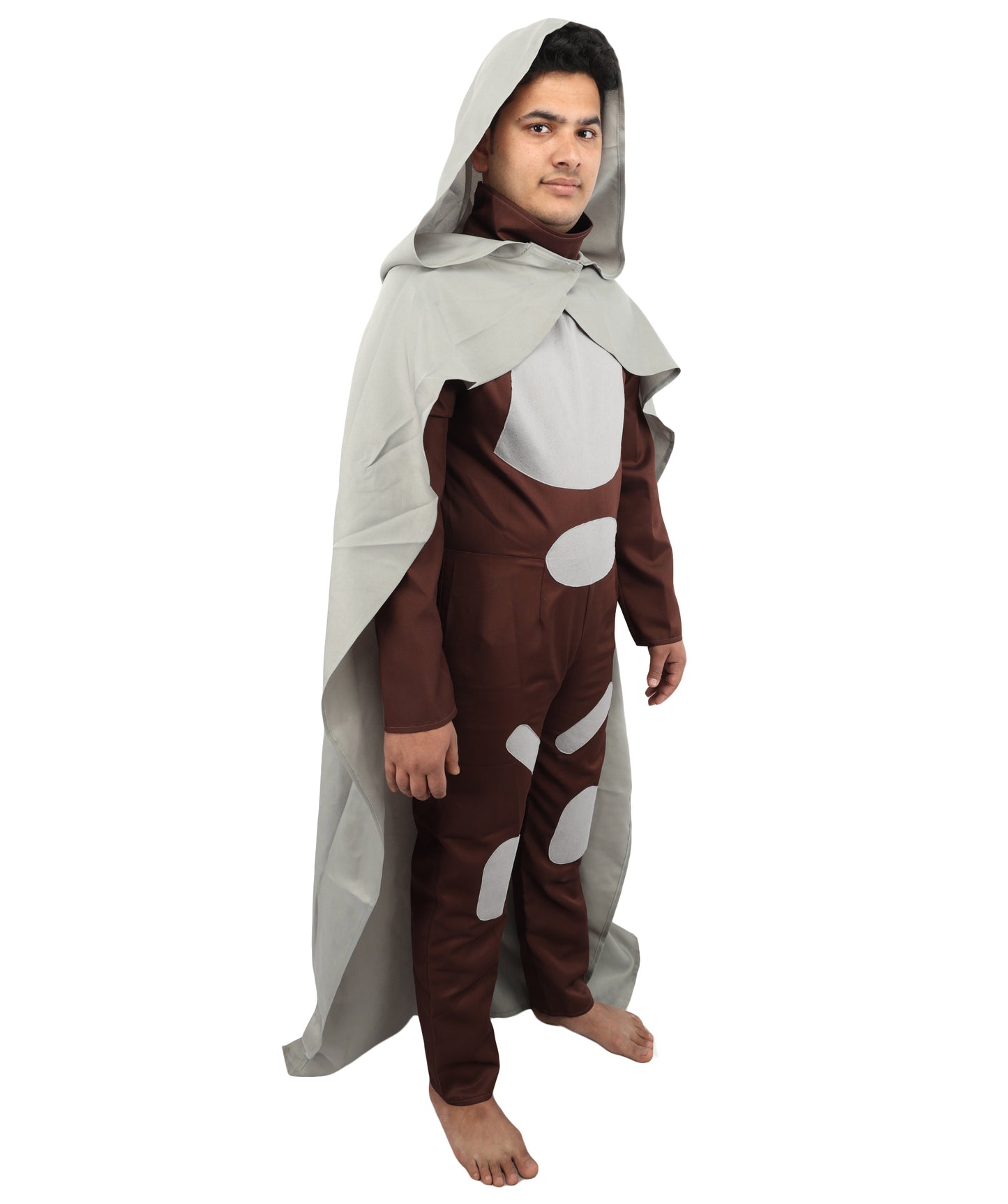 HPO Men's Fictional Character Long Grey & Brown Costume, Perfect for Halloween, Flame-retardant Synthetic Fabric