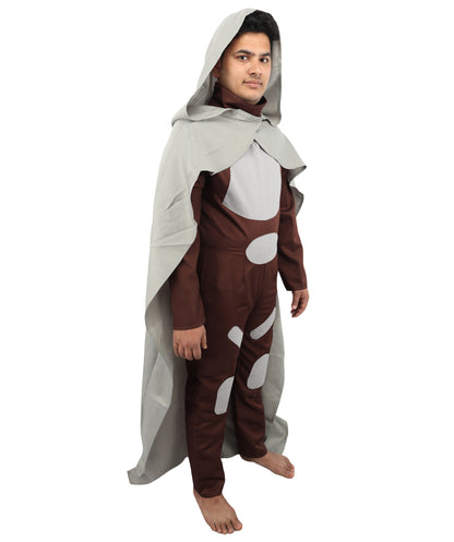 HPO Men's Fictional Character Long Grey & Brown Costume, Perfect for Halloween, Flame-retardant Synthetic Fabric