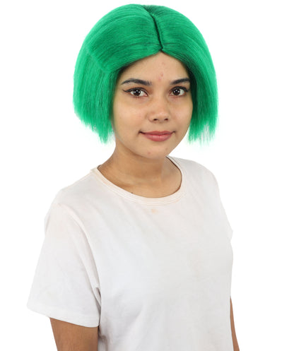 HPO Women’s Neon Yellow Bob Wig with Bangs—Bright Straight Cut Wig | Celebrity Inspired Hairpiece for Party, Halloween and Cosplay