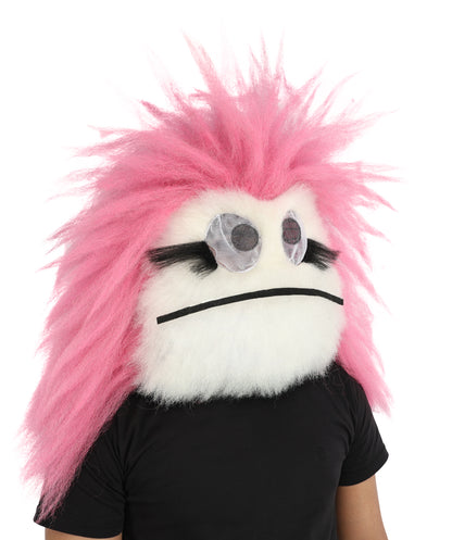HPO Unisex Spiky Monster Headwear Costume Bundle & Mask Set | Pink spiked top with black and white striped body voluminous flame-retardant synthetic fiber mask construction | Party, Halloween, cosplay, theater, drag, performance, costume events