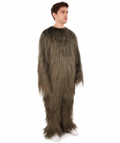 HPO Unisex Extreme Hairy Person Costume, Mask and Bundle - Full-Body Hair Suit Extra-Long Ash Brown Costume Wig for Halloween, Cosplay & Parties