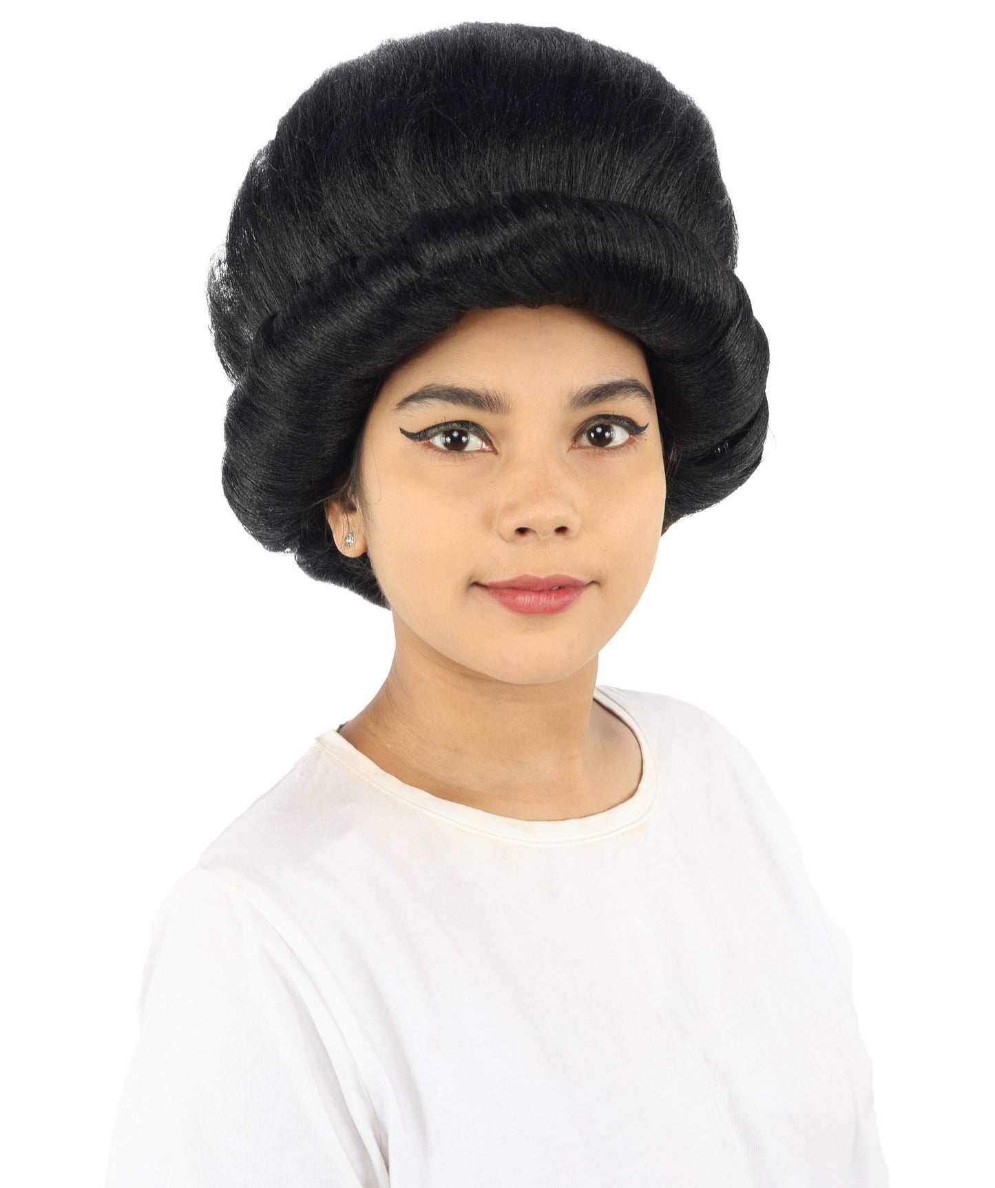 HPO Women's Voluminous Golden Blonde Grandma Wig | Medium Puffy Afro Style with Silver Texture, Synthetic Fiber & Adjustable Fit | Halloween, 100th Day of School, Theater & Funny Costume