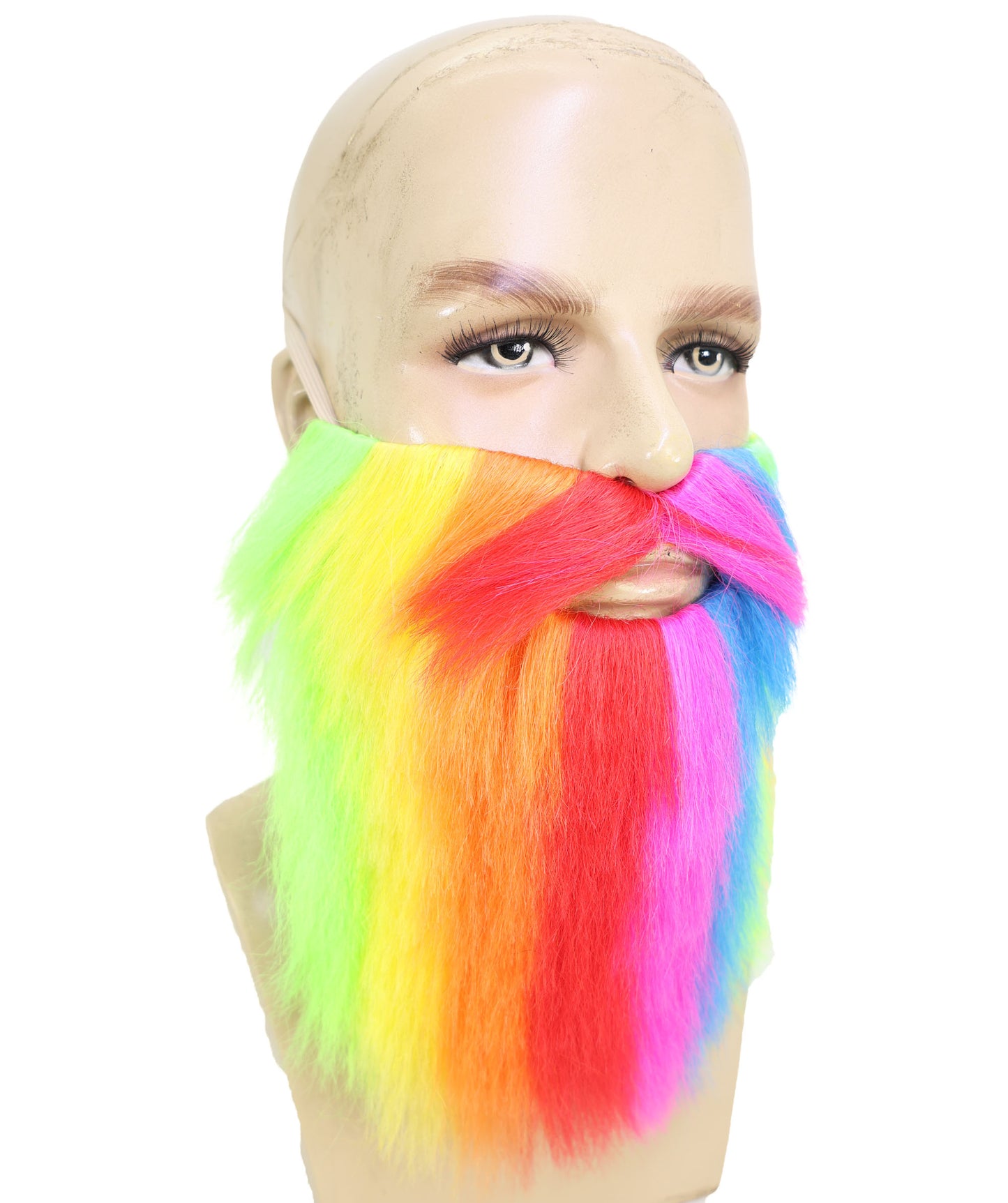 HPO Men’s Bright Rainbow Party Beard & Mustache Set | Rainbow Faux Facial Hair Accessory | Event Outfit Use for Cosplay, Parties & Performance Appearances