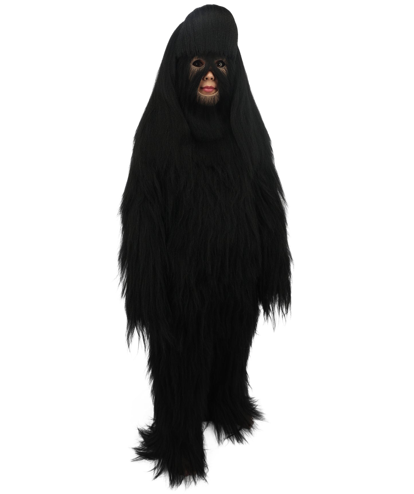 HPO Teen Extreme Hairy Person Costume Bundle & Mask Set - Full-Body Hair Suit Extra-Long Costume Wig for Halloween, Cosplay & Parties - Multiple Color Options