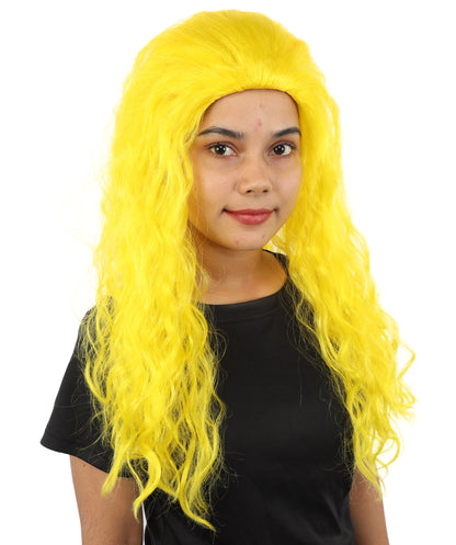 HPO Women’s Pink Long Wavy Wig | 25 Inch Long Hair with Capless Cap Design | Ideal for Playful at Halloween Cosplay, and Themed Parties