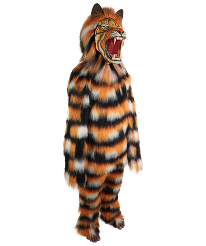 HPO Adult Unisex Fur Tiger Costume, Mask & Bundle Set | Realistic Fur Suit with Headpiece | Ideal for Halloween and Jungle Cosplay