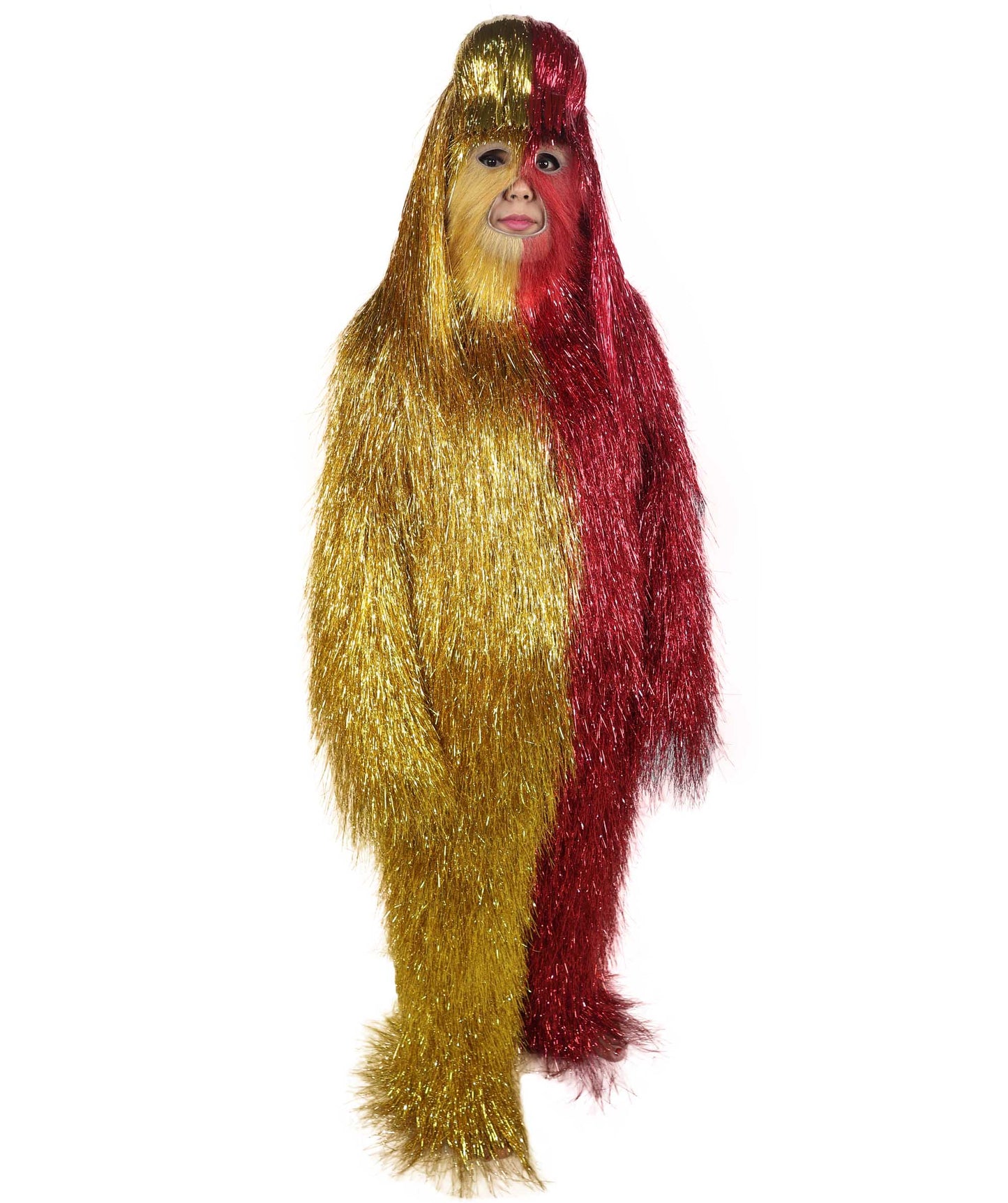HPO Teen Extreme Hairy Two Part Costume Bundle & Mask Set - Full-Body Hair Suit Extra-Long Costume Wig for Halloween, Cosplay & Parties - Multiple Color Options