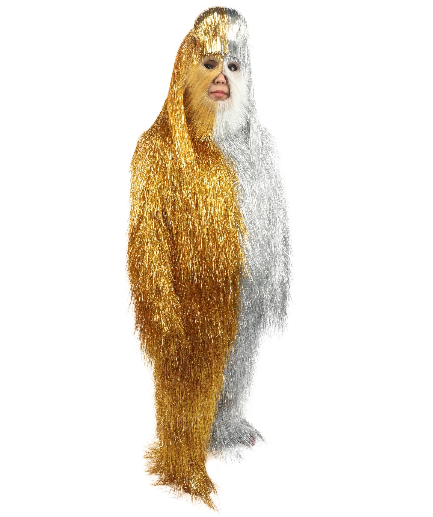 HPO Teen Extreme Hairy Two Part Costume Bundle & Mask Set - Full-Body Hair Suit Extra-Long Costume Wig for Halloween, Cosplay & Parties - Multiple Color Options
