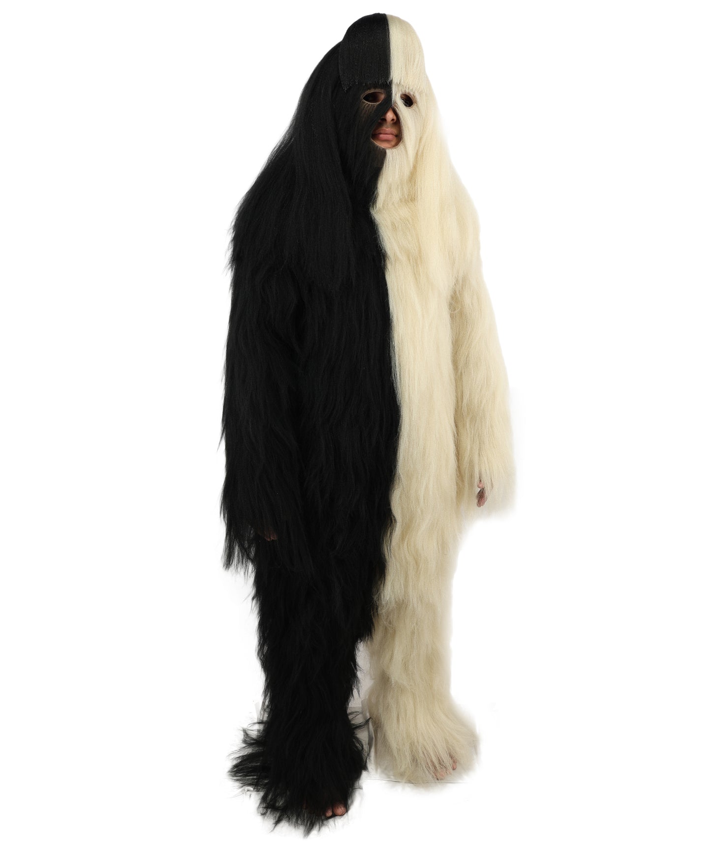 HPO  Extreme Hairy Person Two Part Costume, Mask and Bundle Set - Full-Body Hair Suit Extra-Long Costume Wig for Halloween, Cosplay & Parties - Multiple Color Options