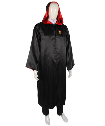 HPO Men's Fantasy Novel Series Wizard Black Robe Cloak Costume | Suitable for Halloween | Flame-retardant Synthetic Fabric