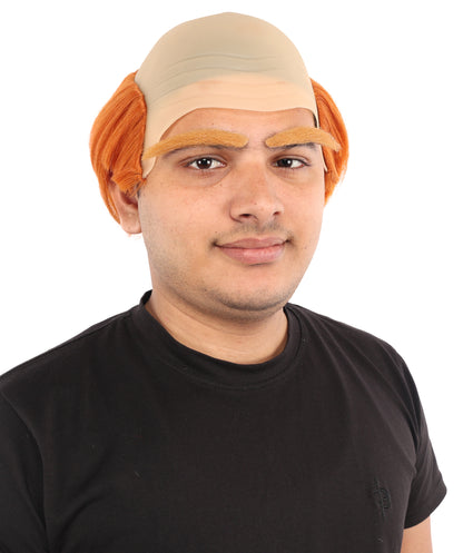 HPO Men's Short Pumpkin Pageboy Retro Wig | Layered Synthetic Hair with Center Part & Sideburns | Classic Fancy Dress Party Cosplay Wig