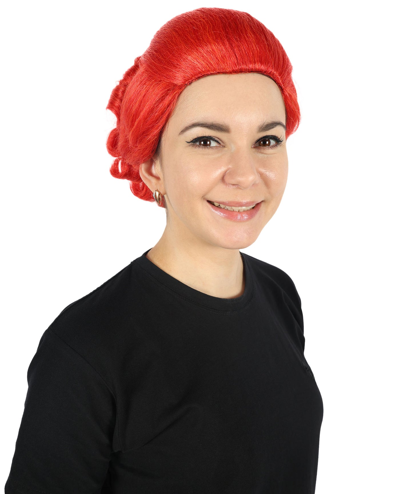 HPO Adult Women Faith Blossom Swirl Updo Lace Front Red Wig | Synthetic Styled Wigs | Perfect for Prom Wedding Luxury Events, Church Everyday Wear and Mother’s Day