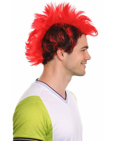 HPO Red Punk Mohawk Wig | Men Halloween Wig |