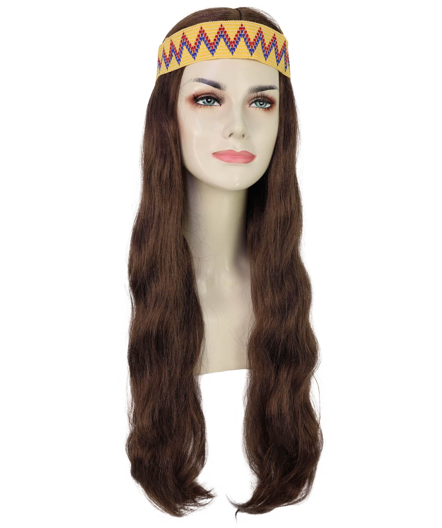 HPO Adult Female WIG Hippie Long with Headband – Boho Multiple Wigs Premium Breathable Capless Cap with Flame Retardant Synthetic Fiber Hair