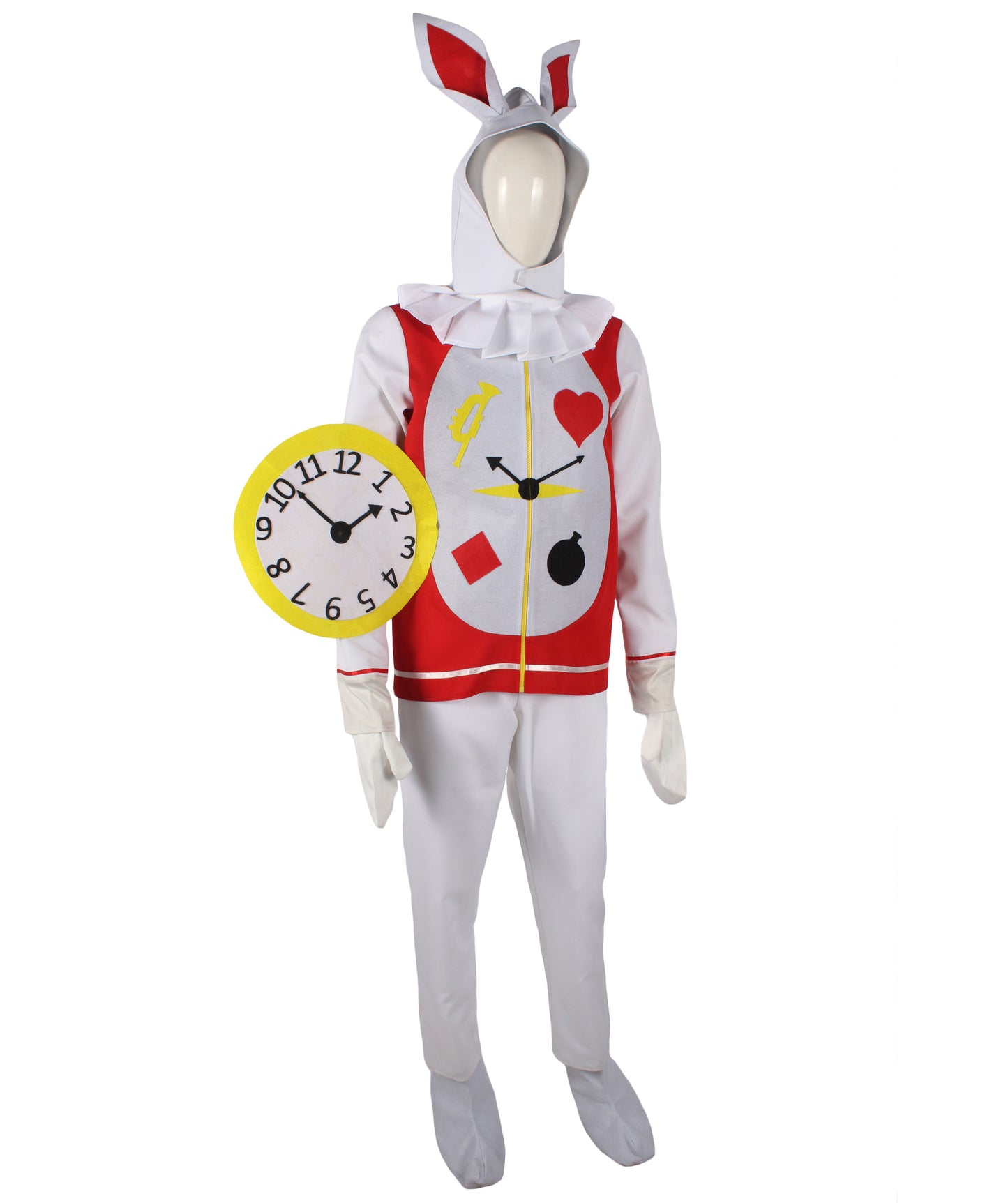 HPO Men's Red and White Rabbit Mascot Bunny Costume Suit | Perfect for Halloween| Flame-retardant Synthetic Fabric