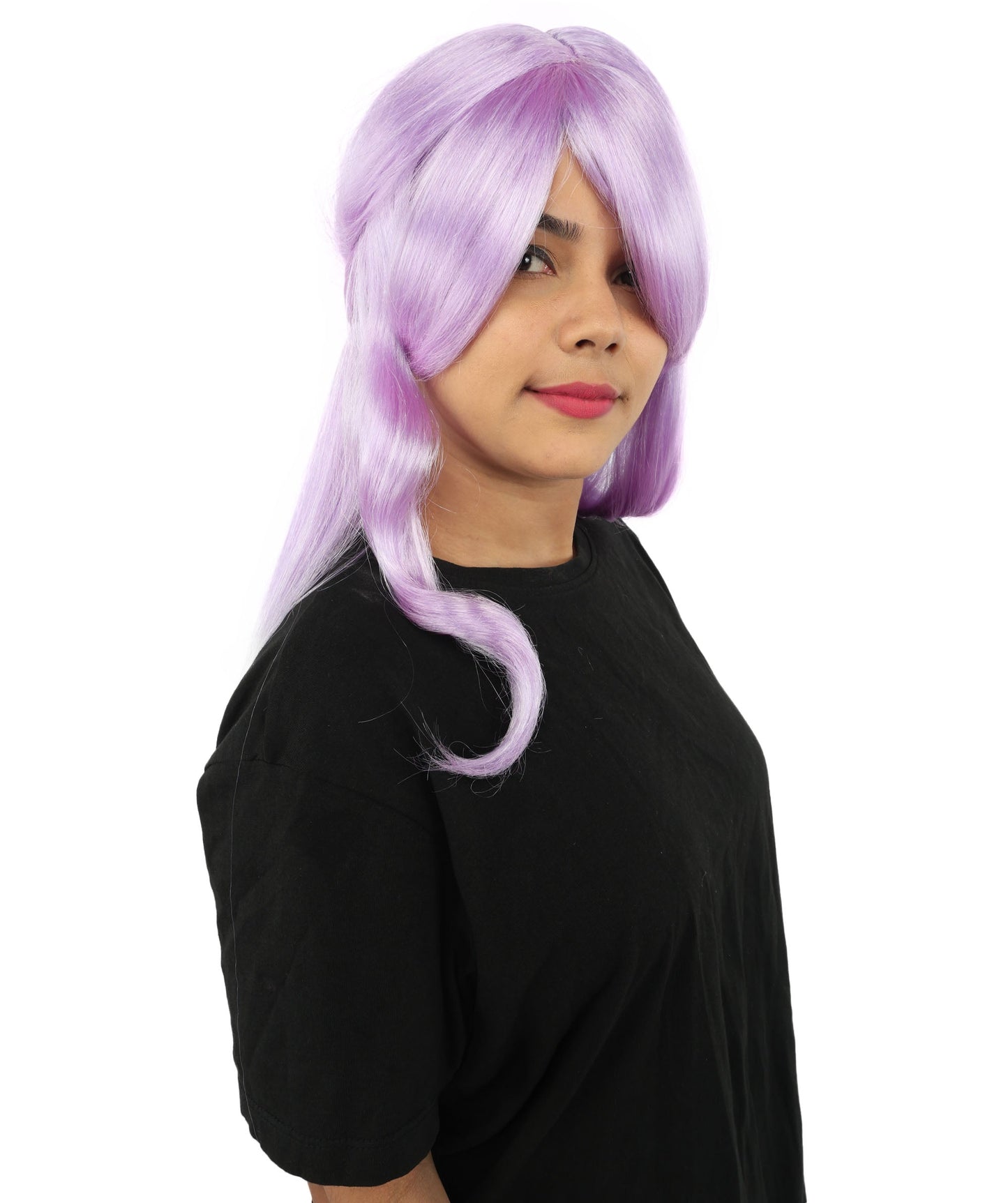 HPO Adult Women's Anime Character Wig | Multiple Color Options | Synthetic Fiber with Side Swept Bangs and Top Tuft | Halloween Party and Comic Con Events