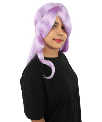 HPO Adult Women's Anime Character Wig | Multiple Color Options | Synthetic Fiber with Side Swept Bangs and Top Tuft | Halloween Party and Comic Con Events