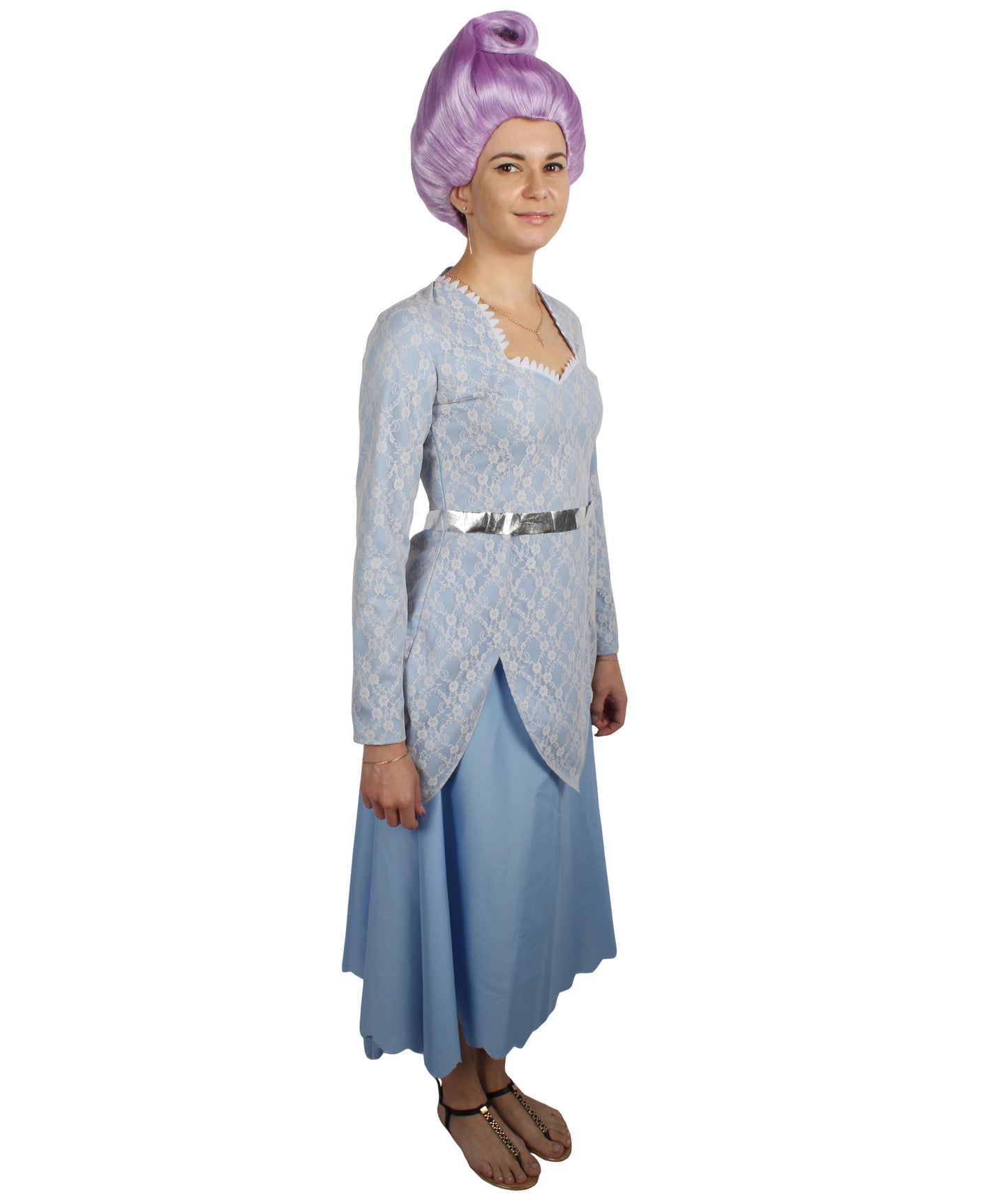 Women's Animated Fantasy Movie Fairy Godmother Fancy Bundle | Wig and Costume| Multiple Color and Size Options