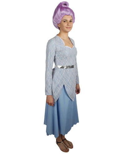 Women's Animated Fantasy Movie Fairy Godmother Fancy Bundle | Wig and Costume| Multiple Color and Size Options
