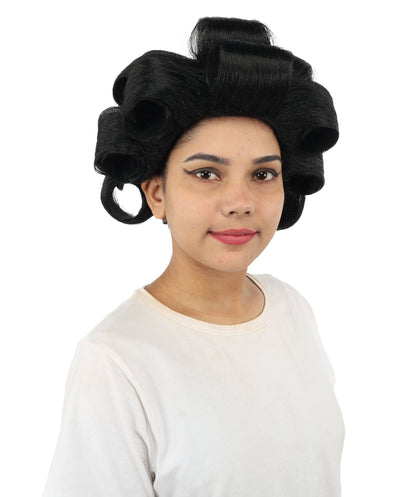 HPO Adult Women's Retro Roller Set Pink Wig | Multiple Color Options, create of synthetic fiber, large cylindrical curler texture, capless cap | Party, Halloween, theater, drag, performance, costume events