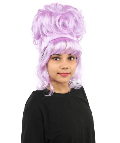 HPO Adult Women's Elegant Updo Tendril Wig | Multiple Color Options | Pastel peach hue, create of synthetic fiber, high teased volume with face-framing strands, breathable capless cap | Party, Halloween, theater, drag, performance, costume events