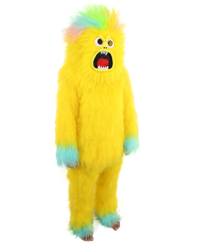 HPO Adult 74 Inch Full Animal Monster Bundle Costume & Mask Set – Yellow & Blue Furry Outfit with Screaming Head Mask | Ideal for Mascot Shows, Theater & Party Characters