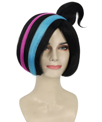 HPO Women’s Lucky Multicolor Wig, Synthetic Fiber Party Hairpiece with Breathable Cap