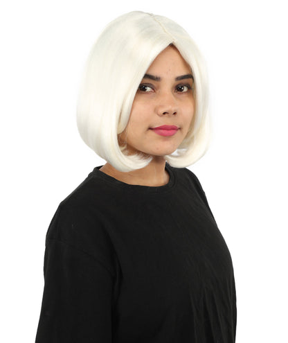 Adult Women's Two-Tone Bob Wig | Multiple Color Options | Short Straight Blunt Cut Inspired by American Pop Artist Look | Natural Hairline for Halloween and Cosplay