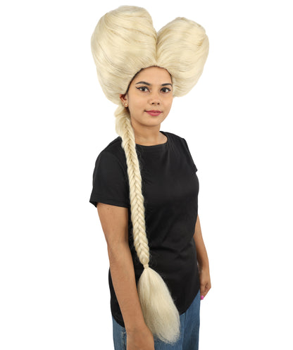 HPO Women’s Extra Long Golden Brown Count Dracula Wig | 42 Inch Synthetic Hairpiece Ideal for Gothic Noble Costume Halloween Cosplay Party Fancy Dress