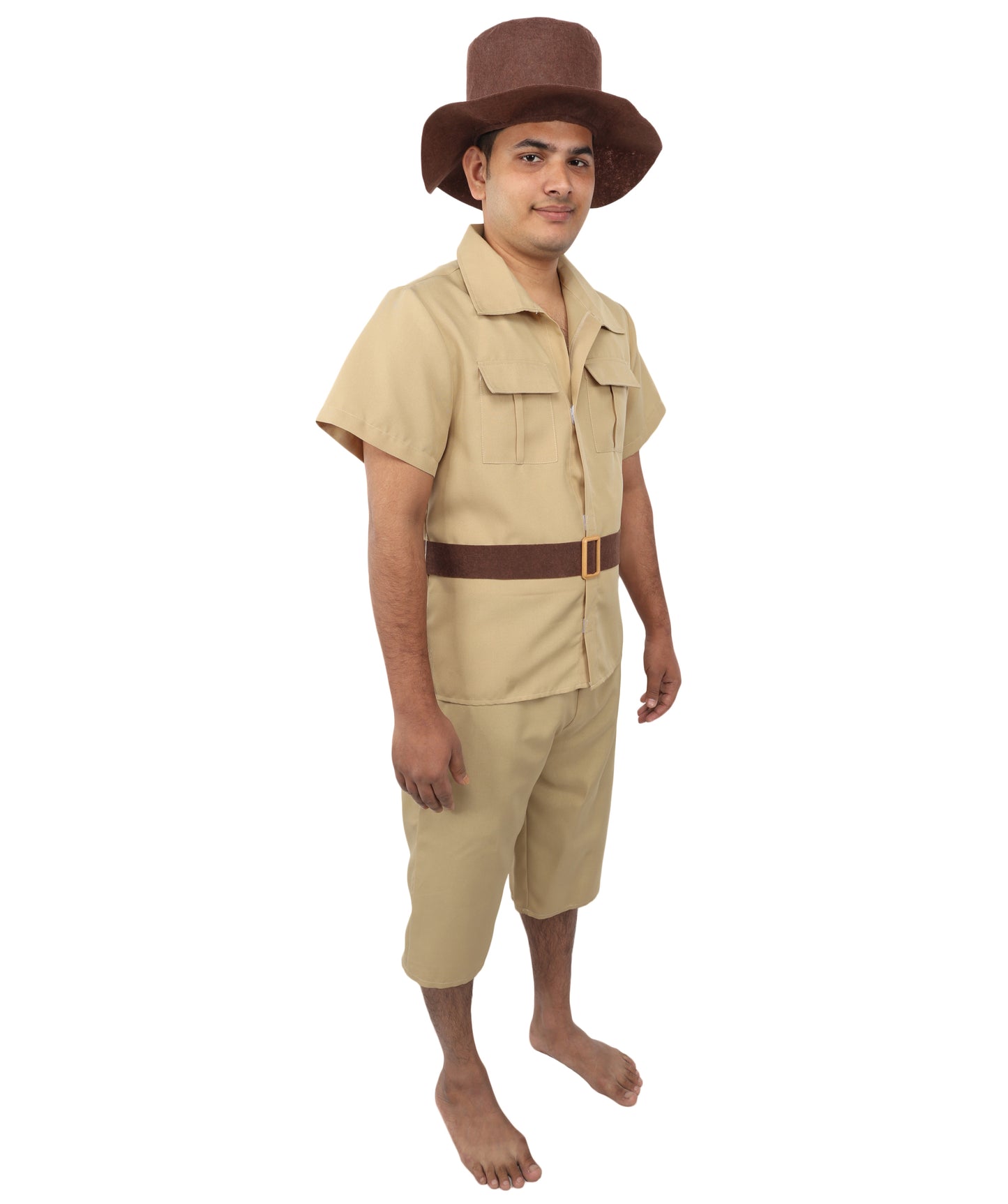 HPO Men's Safari Guide Costume – Khaki Adventure Themed Outfit | Explorer Presentation Costumes for Events and Cosplay Parties