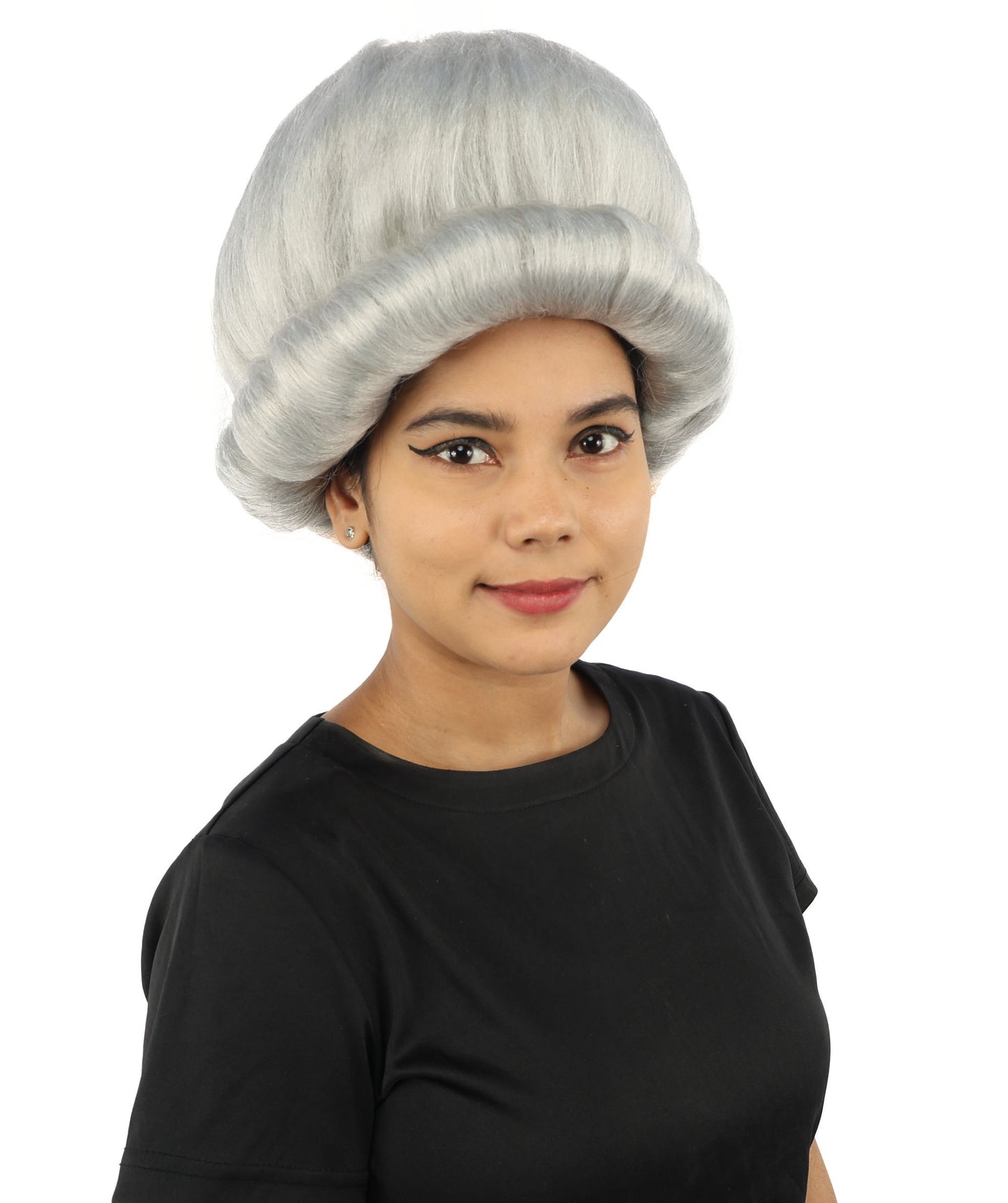 HPO Women's Voluminous Golden Blonde Grandma Wig | Medium Puffy Afro Style with Silver Texture, Synthetic Fiber & Adjustable Fit | Halloween, 100th Day of School, Theater & Funny Costume