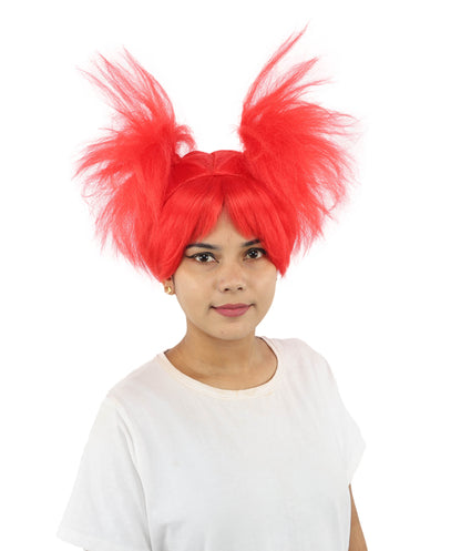 HPO Women’s 15-Inch Orange Spiky Troll Wig | Fun Animated Character | Bright and Bold Look for Halloween, Cosplay, and Themed Party