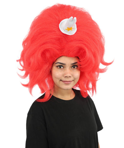 HPO Adult Women's Long Red Bob Wig | Straight Shoulder-Length Black Hair with Blunt Bangs, Included Accessory Set & Breathable Cap | Halloween, Anime Roleplay, Costume Party & Daily Wear