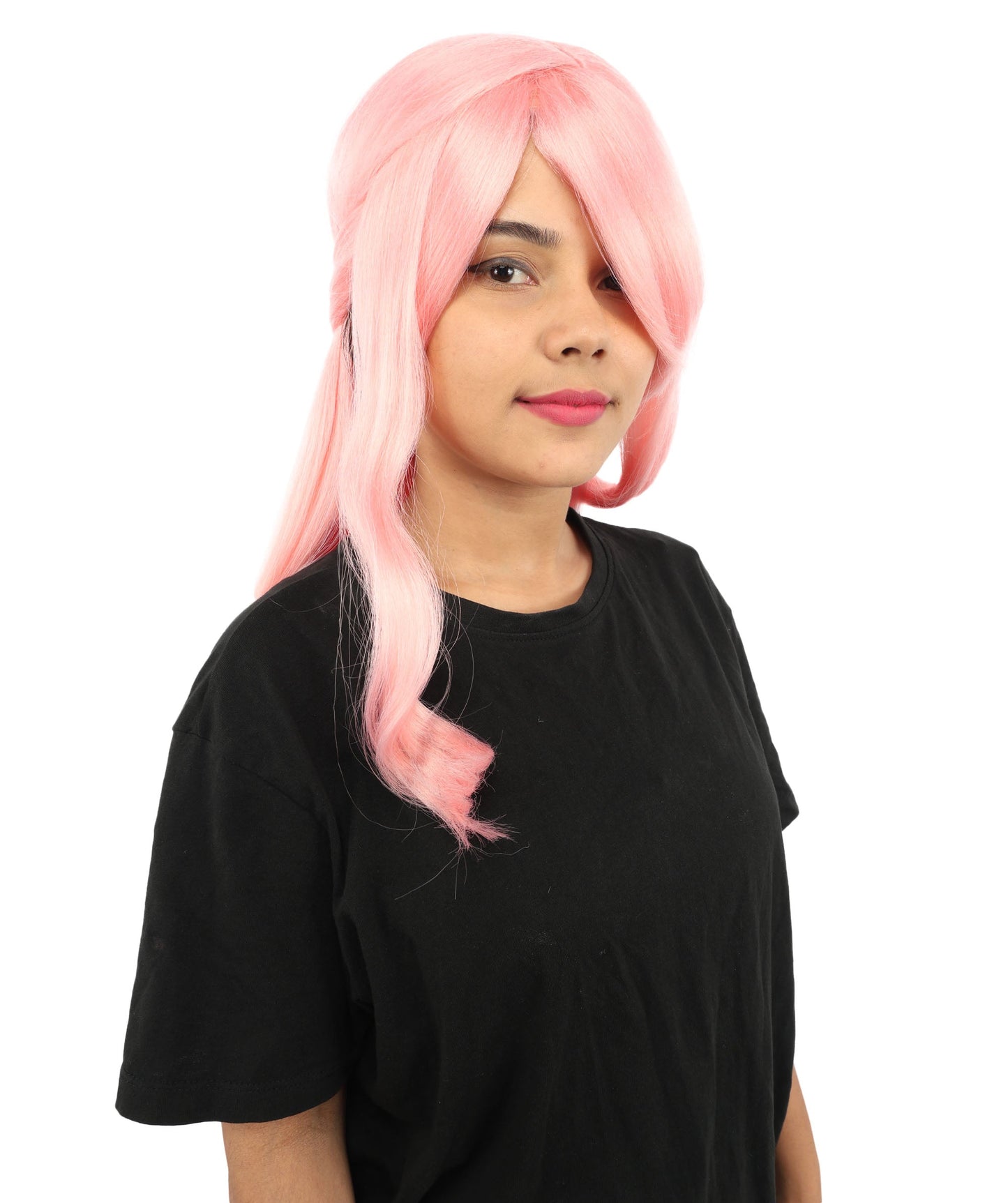 HPO Adult Women's Anime Character Wig | Multiple Color Options | Synthetic Fiber with Side Swept Bangs and Top Tuft | Halloween Party and Comic Con Events