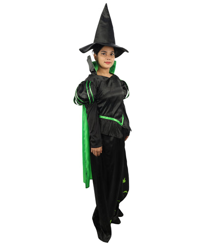 HPO Shadow Valley Witch Costume | Black & Green Long Dress with Pointed Hat | Dark Fantasy Witch Outfit for Halloween, Cosplay & Stage Events