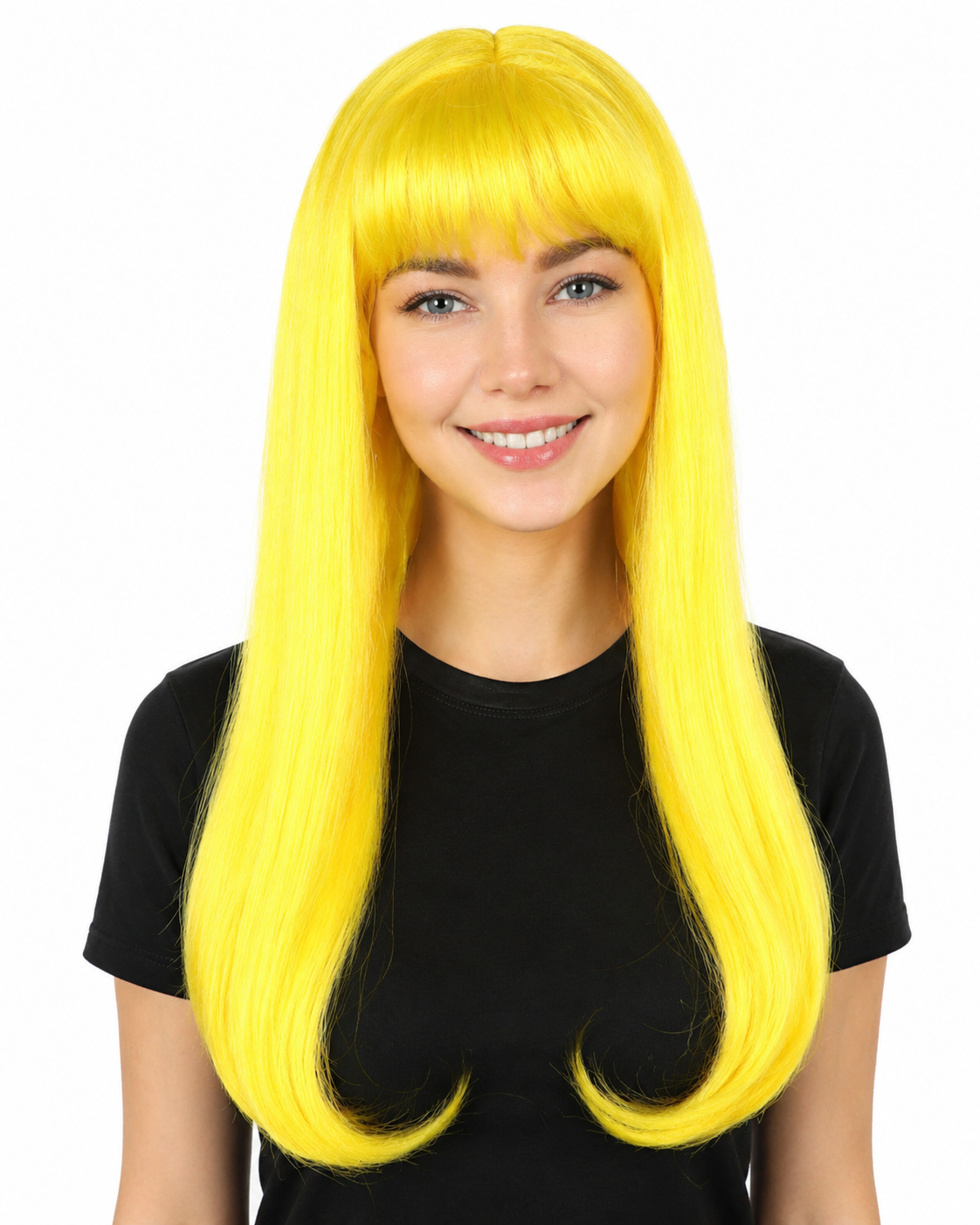 HPO Women's Mysterious Straight Blonde Wig Long with Fringe and Skin Parting| Halloween and Party Wig | Flame-retardant Synthetic Fiber