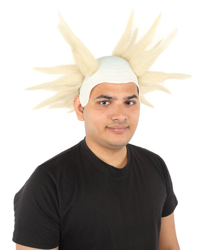 HPO Adult Men's Spiky Bald Illusion Wig | Multiple Color Options  |  Two-tone vibrant hue, create of synthetic fiber, stiff spiked volume, integrated forehead piece | Party, Halloween, theater, drag, performance, costume events