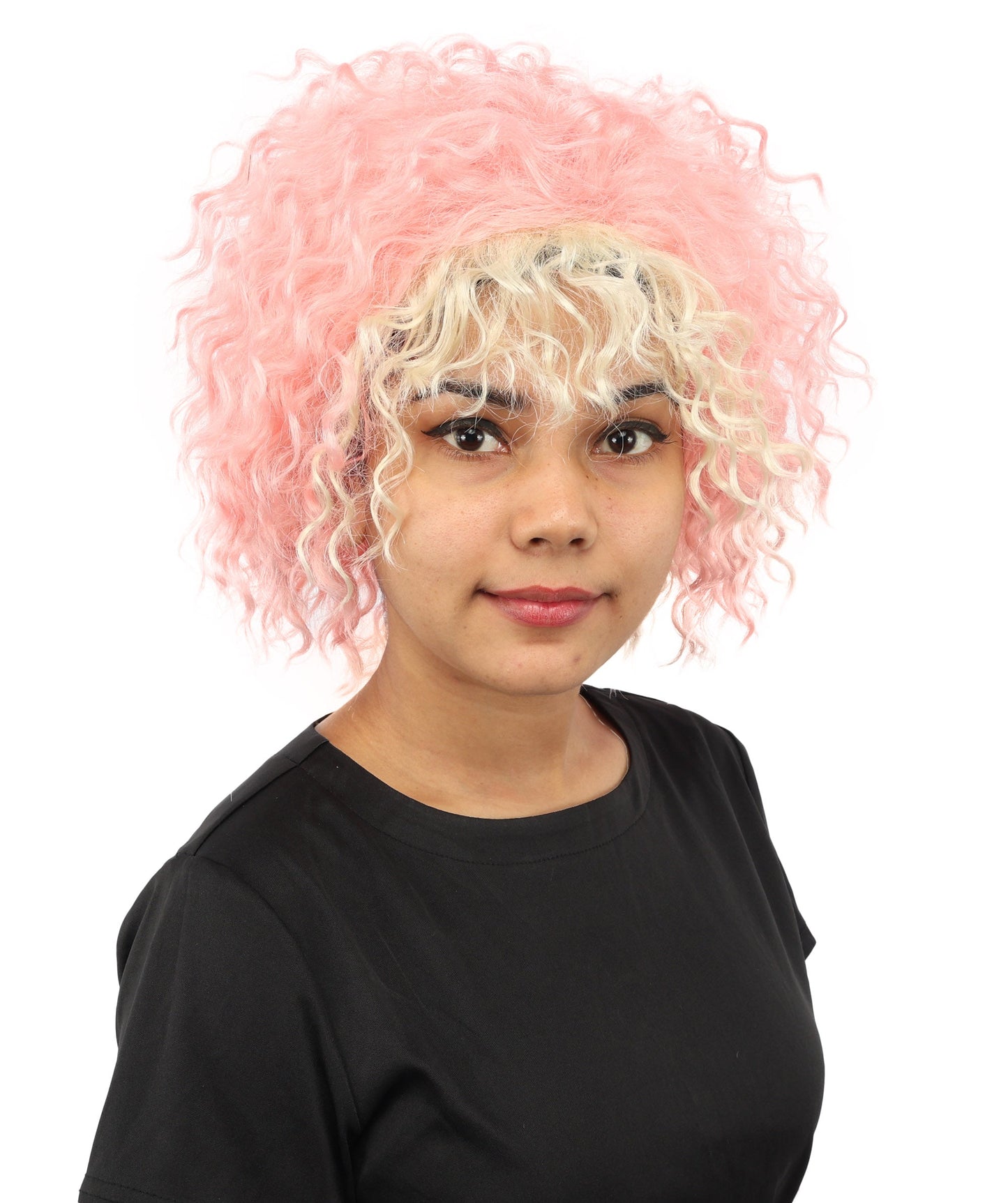 HPO Adult Women's Messy Teased Spiky Multicolor Wig | Curly Two-tone vibrant hue, create of synthetic fiber, extreme textured volume, breathable capless base | Party, Halloween, theater, drag, performance, costume events