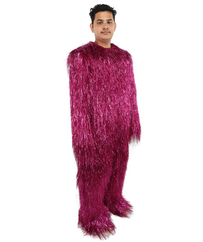 HPO UnisexTinsel Hairy Costume, Bundle & Mask Set | Full-Body Suit & Matching Mask | Long Hair Funny Costume for Halloween, Performers, Cosplay & Mascots | Multicolor Options