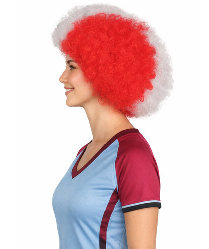 Peru Flag Sport Afro Wig | Jumbo White Red Wig