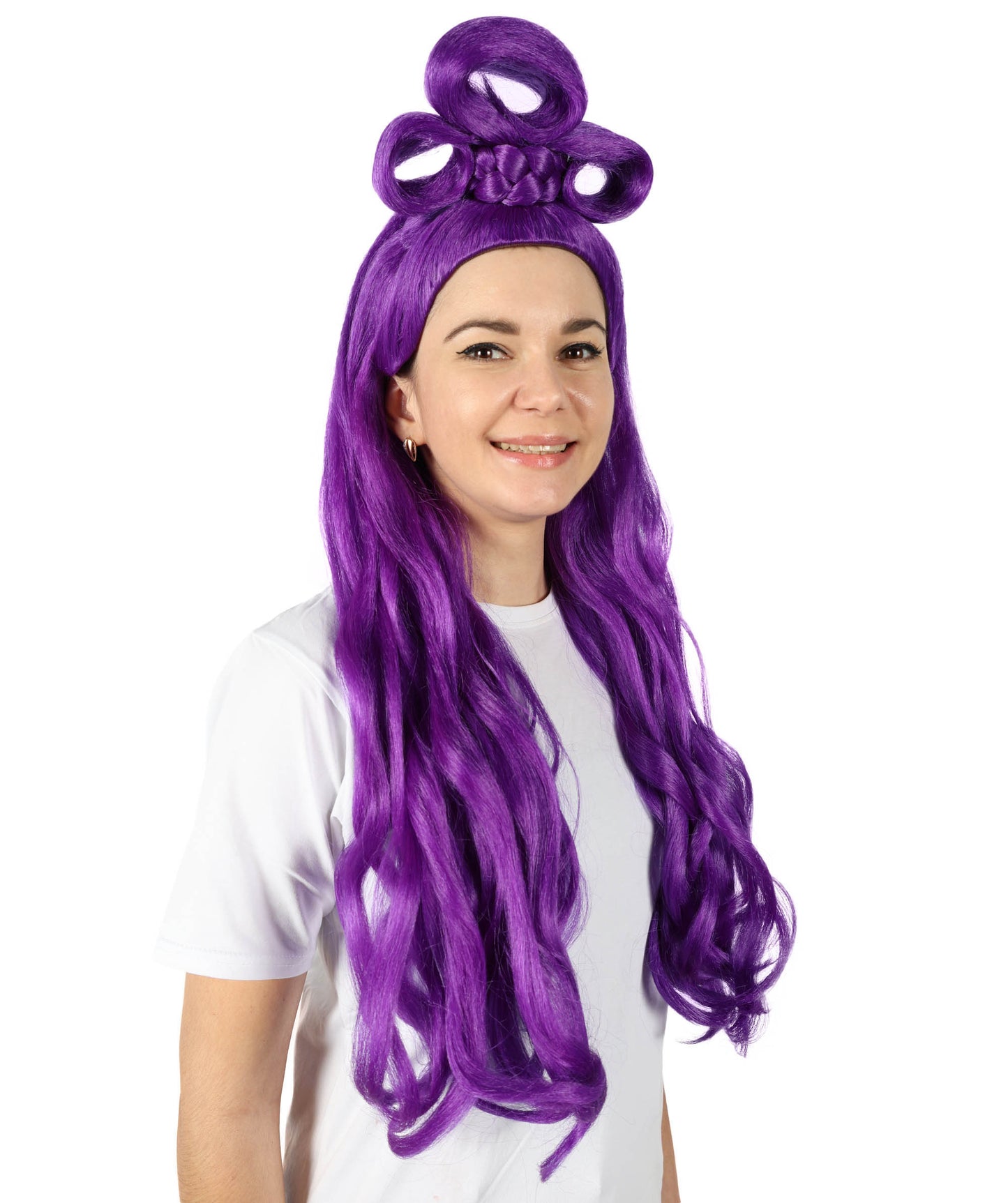 HPO Women's Long Curl Wig with Ring , Multiple Color Options , Flame-retardant Synthetic Fiber
