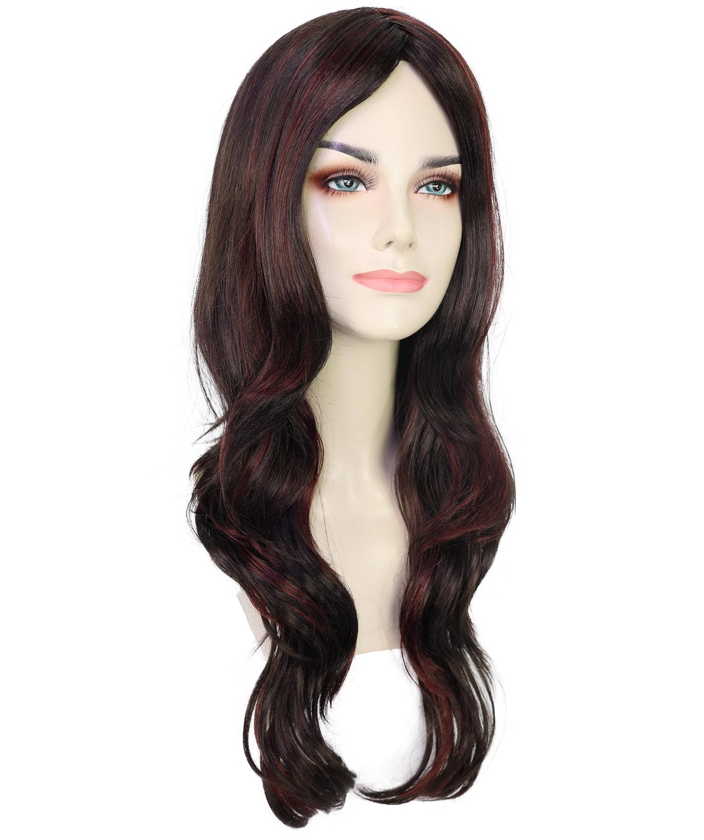 HPO Adult Female WIG Hot Honey Ebony – Wavy Medium Brown Ebony Wigs for Retro Costumes & Events, Perfect for 70s Disco, Retro Costumes, Halloween and Cosplay, Themed Events
