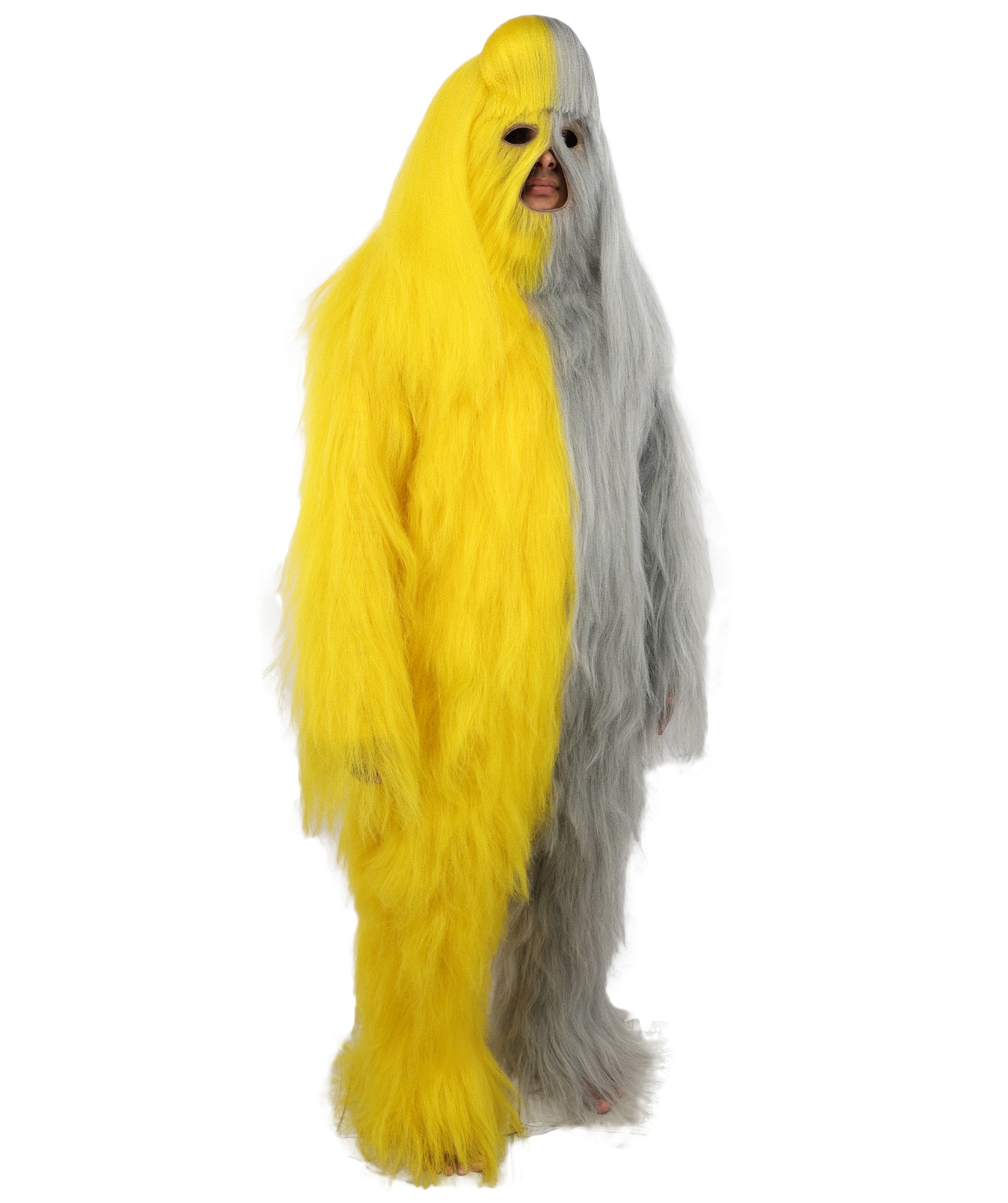 HPO  Extreme Hairy Person Two Part Costume, Mask and Bundle Set - Full-Body Hair Suit Extra-Long Costume Wig for Halloween, Cosplay & Parties - Multiple Color Options